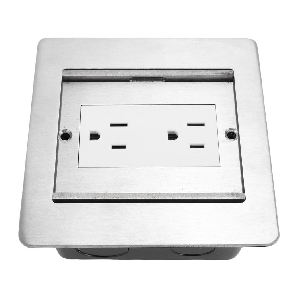 Recessed Floor Outlet 2 Receptacles Double Sliding Cover Water Proof Recessed Socket for Floor Table