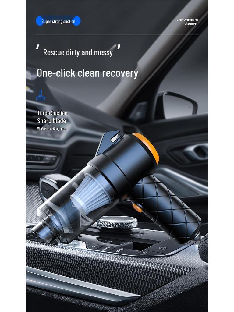 Wireless Six-in-One Car Vacuum: Emergency, Household, Mini Blow & Suction, with Charging.
