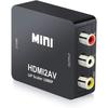 QGECEN Adaptateur HDMI Vers RCA,Convertisseur HDMI Vers RCA,Composite AV CVBS Vidéo Audio Support PAL/NTSC