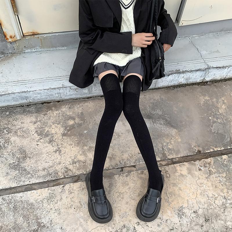 Knee Socks Children'S Japanese Jk Black Thin Calf Socks Autumn And Winter Thickened Knee Pads Beautiful Leg Knee Socks