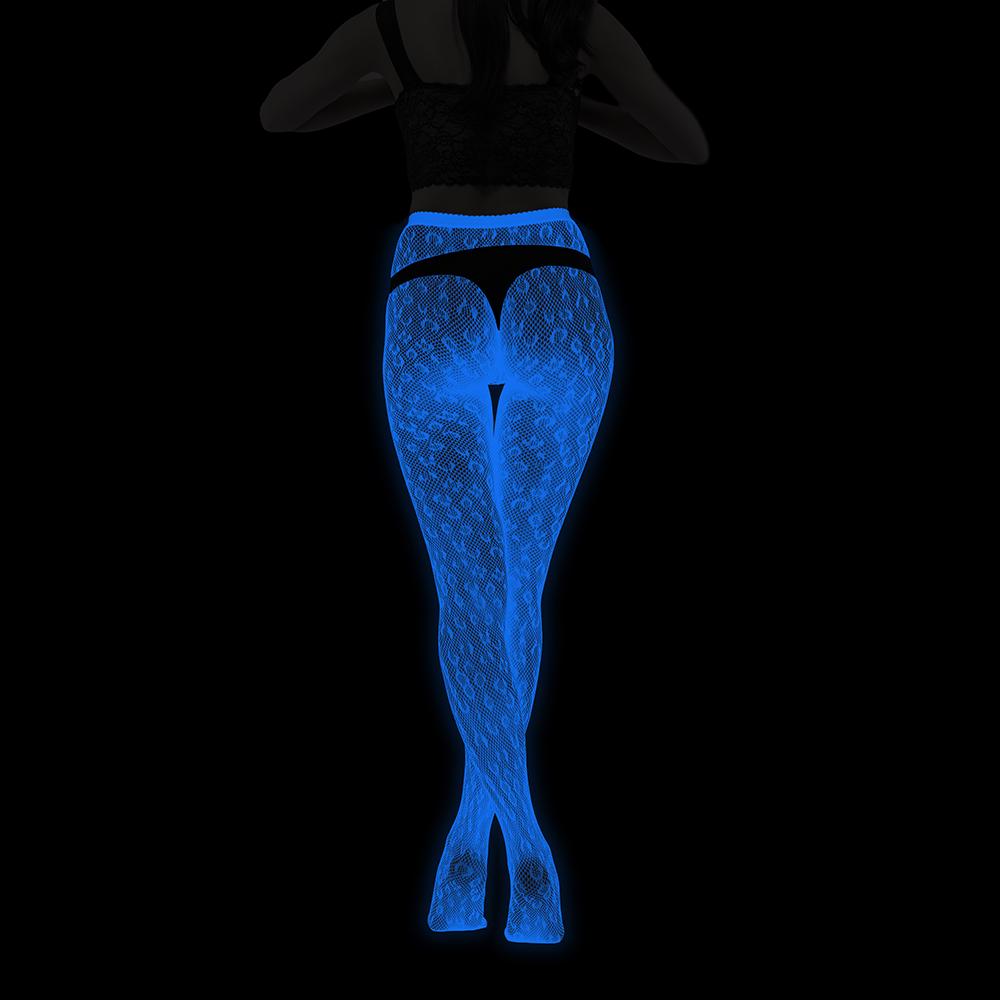 Светящиеся в темноте чулки-сетка синего цвета для женщин на Хэллоуин, светящиеся сетчатые колготки One Size