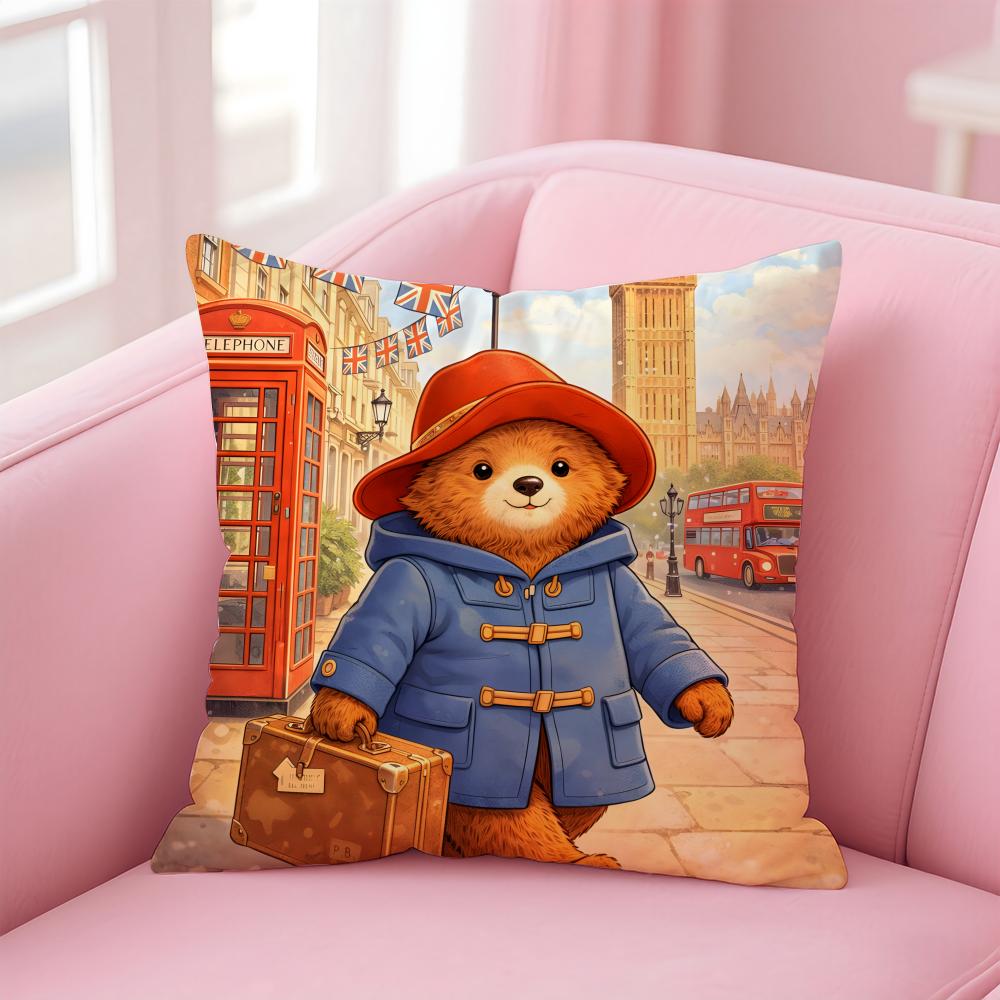 

Warm Daily PPaddington Bears animal Cushion Cover Linen Pillowcase Cover Soft Decor for Sofa Home Room 30x30cm