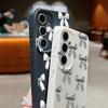 Nárazuvzdorný měkký kryt na telefon s potiskem mašličky pro Samsung S25 S24 FE S23 Ultra S22 A36 A56 A55 A16 A26 A35 Textura kůže TPU Tenký matný nárazník