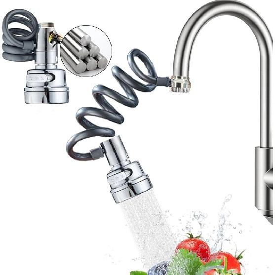 Przedłużka natryskowa do kranu, przedłużka kranu ze zraszaczem i rozciągliwym wężem - Zraszacz do zlewu kuchennego, 3 tryby strumienia wody, Oszczędność wody w kuchni