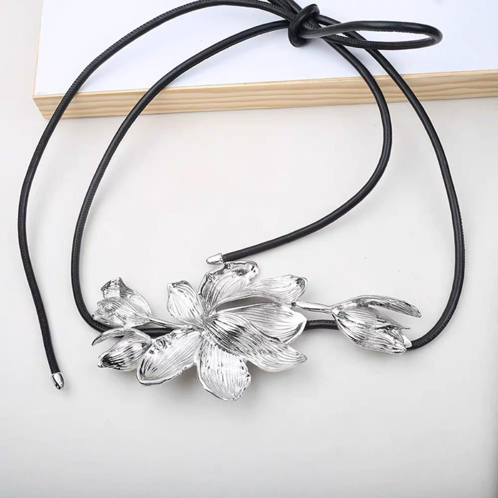 Vintage Golden Tulip Belt Adjustable Exaggerated Belt Long Metal Flower Waist Chain  Party