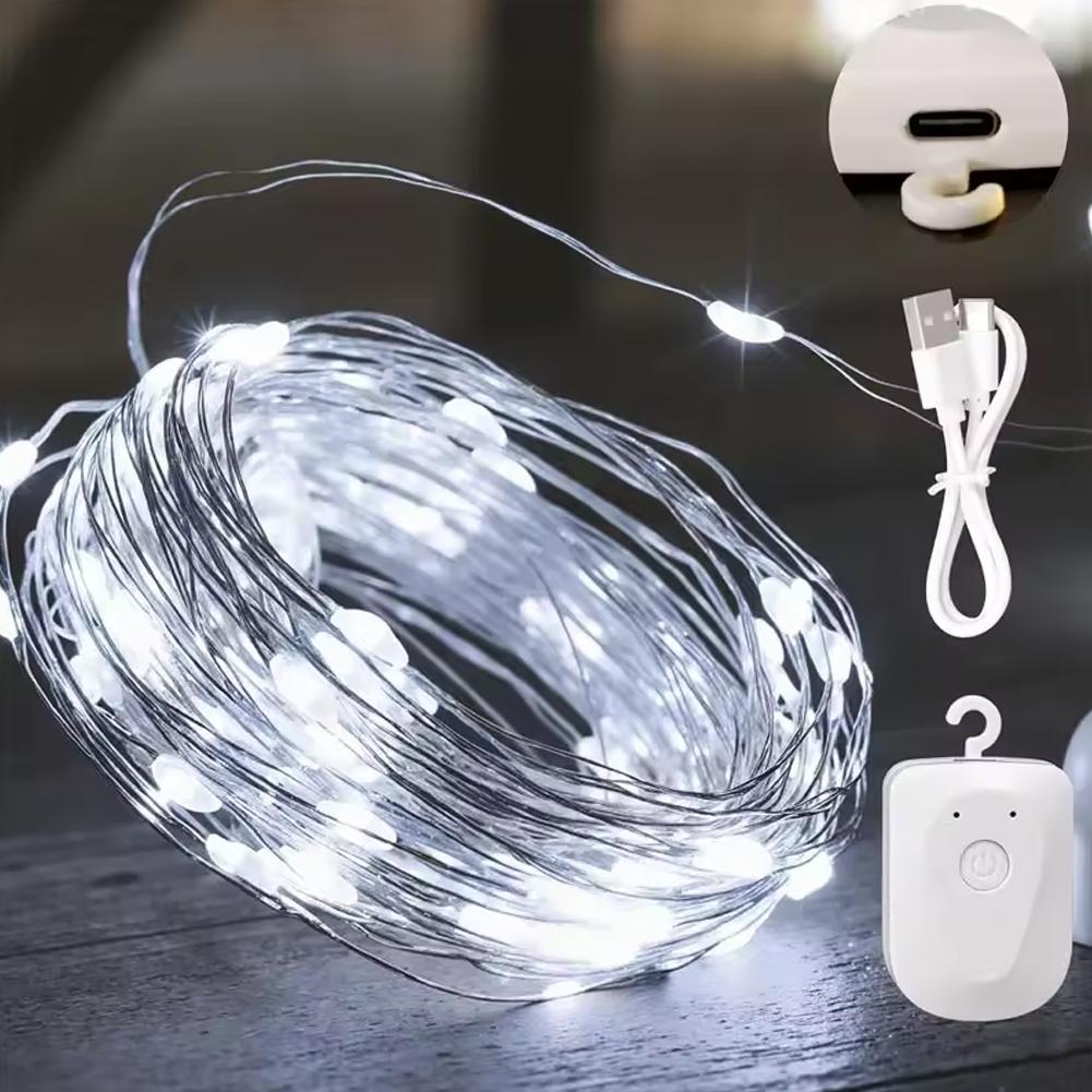 LED String Lights Rechargeable Fairy Lights Mini Twinkle Copper Light Detachable Design Halloween Wedding Xmas Gift Decor