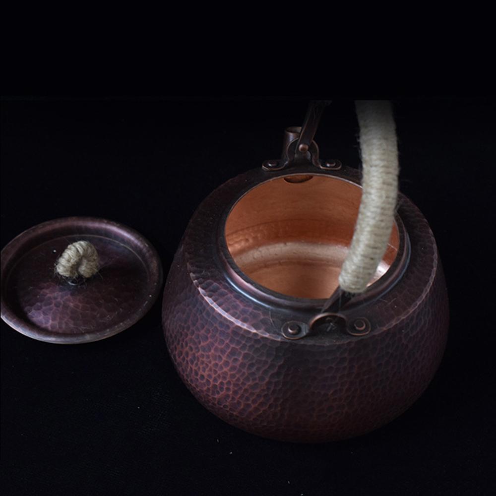 New handmade copper pot, Household pure copper kettle, Vintage health teapot uncoated purple copper boiling tea kettle, 1.2L