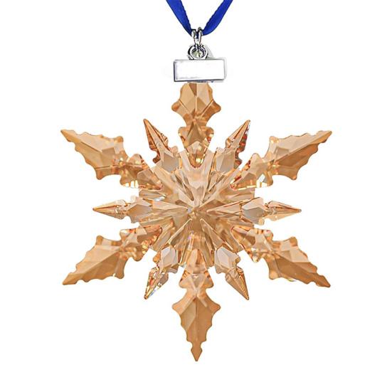 Christmas Ornaments Clear Faceted Crystal Snowflake Pendant for Christmas Tree Decoration Women Earring Jewelry