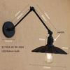 Retro Wrought Iron Black Long Arm Wall Lamp E27 Studio Bedside Bedroom Loft Aisle