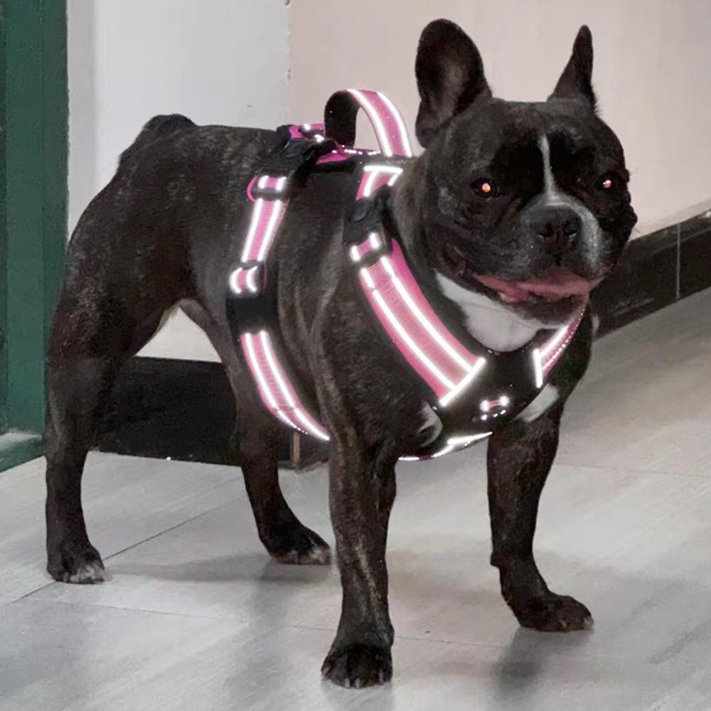 Stabiles Haustiergeschirr für Französische Bulldoggen mit Griff, Spaziergeschirr für große Hunde für mittelgroße bis große Hunde, Shiba Inu, Mops, Haustierzubehör