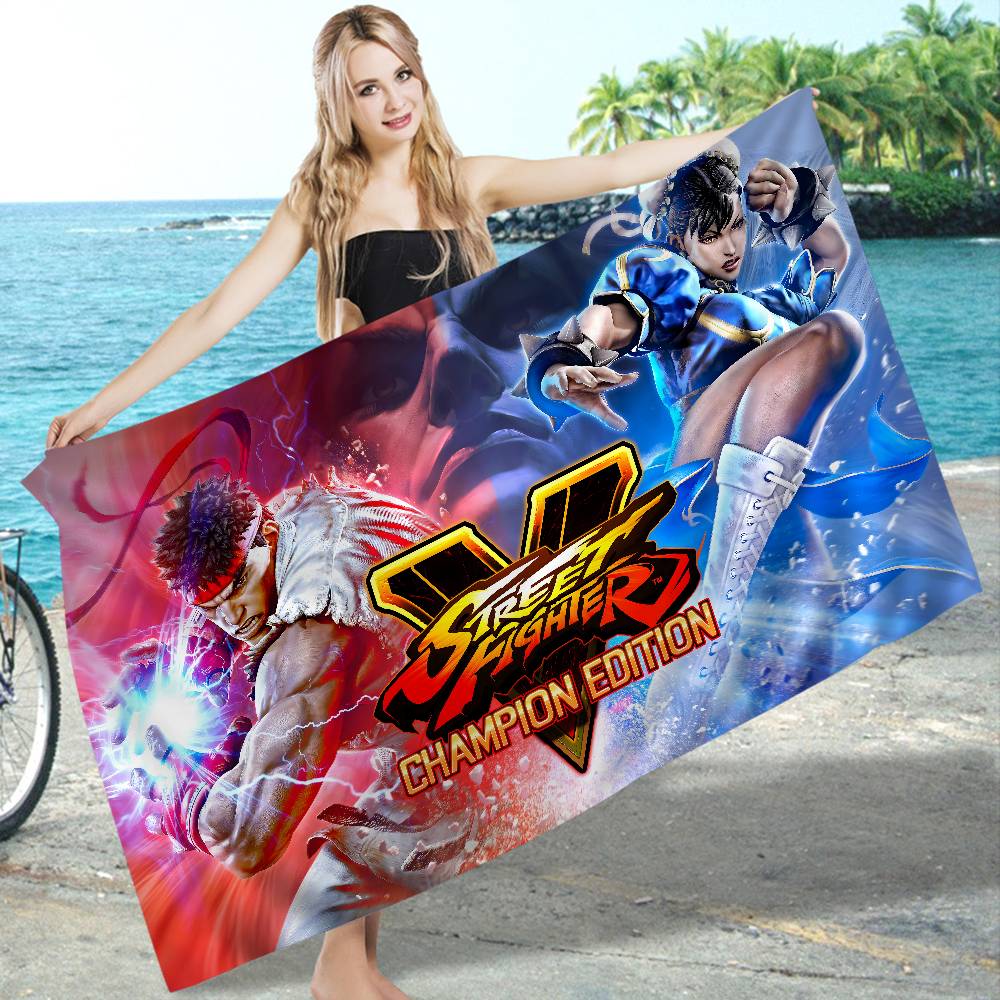 Street Fighter Retro Gamer Microfiber Printed Beach Towel Mountain Climbing Yoga Beach Swimming Running Absorbent Soft Towel