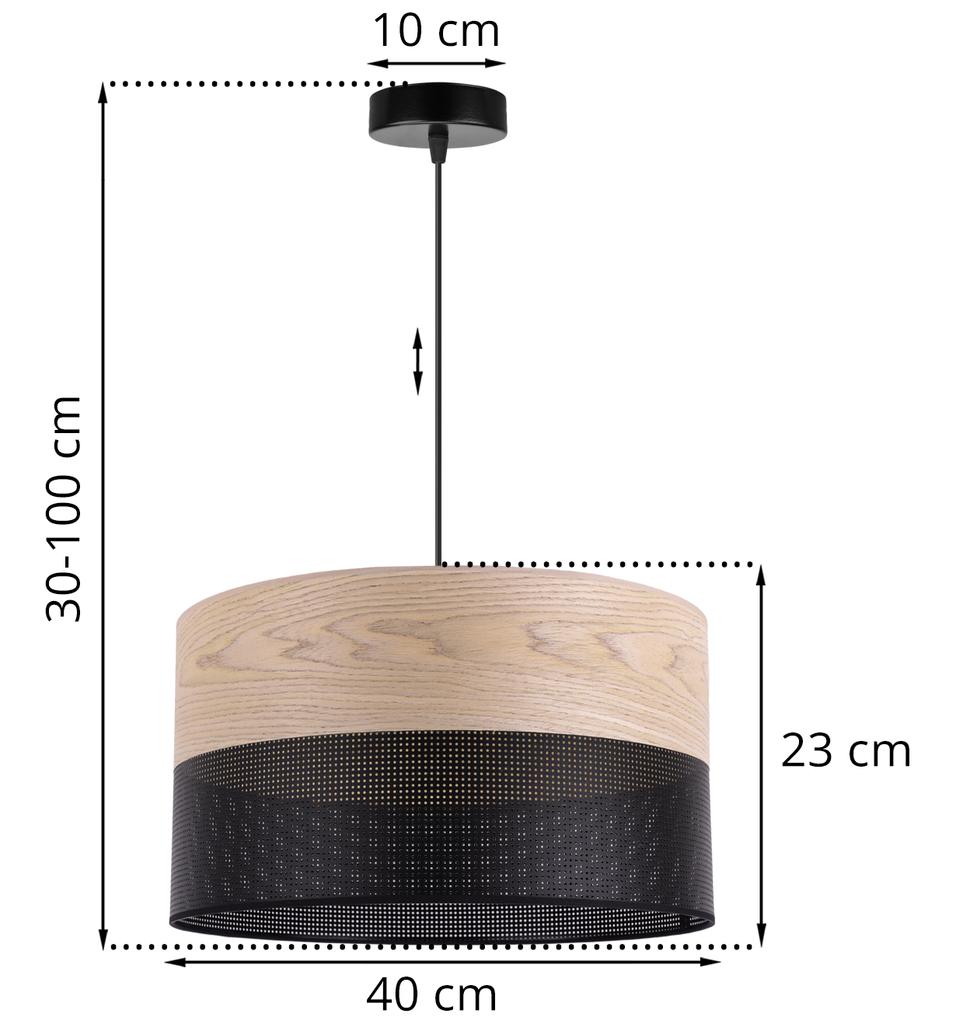 Single Hanging Lamp Classic Oak Veneer Lampshade 40Cm