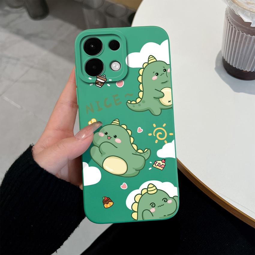 For Oppo Realme 7 10 8 9 5 6 Pro Plus K13 A5 A5X Phone Covers Cute Dinosaur Patterns Liquid Silicone Anti Drop Premium Protection Cases For Oppo Shell