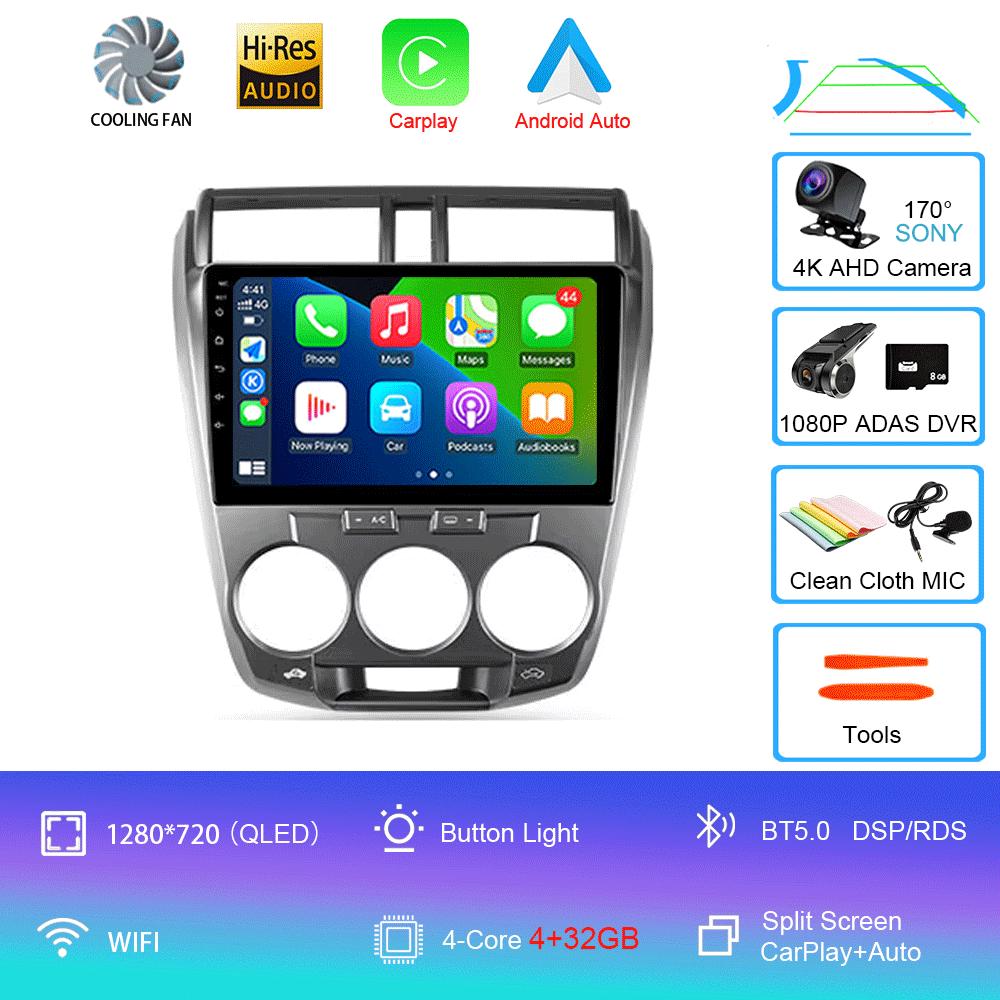 Car Radio Android 14 Carplay Multimedia Player For Honda City 2008 2009 2010 2011 2012 2013 2014 Autoradio Stereo 2din Head Unit