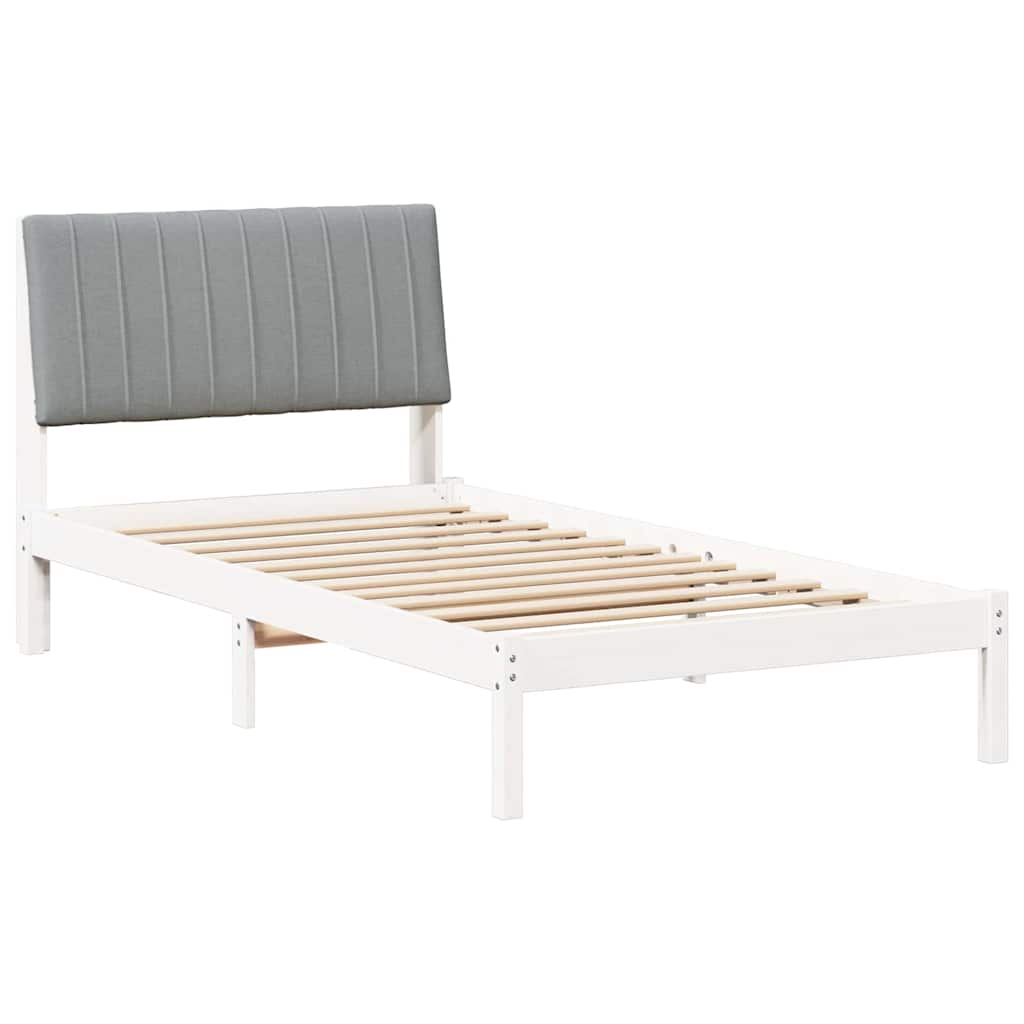 Bed Frame with Headboard White 100 X 200 Cm Solid Pine Wood
