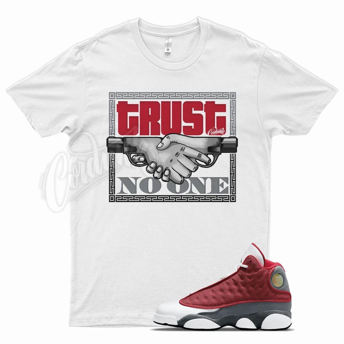White TRUST V2 T Shirt for J1 13 Gym Red Flint Grey XL