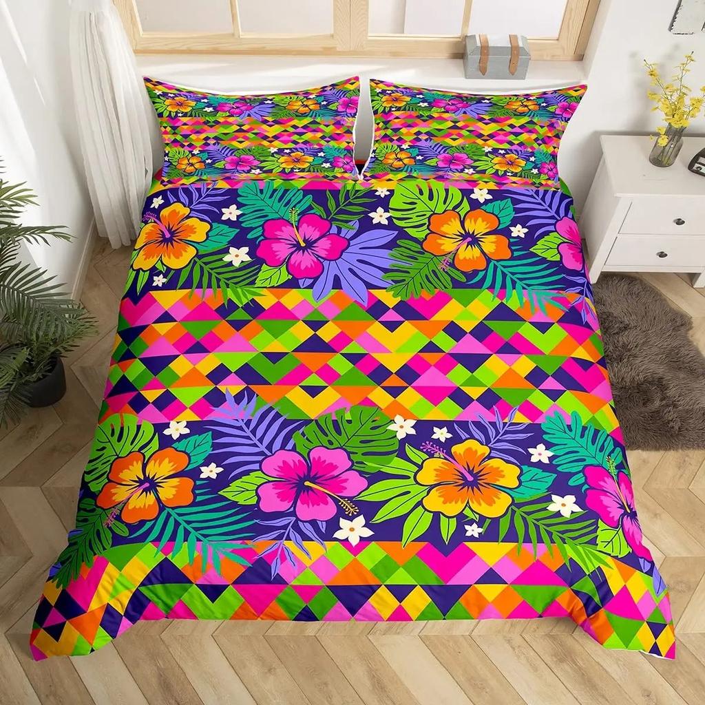 Rainbow Duvet Cover Kawaii Tropical Fruits Bedding Set Pineapple Lemon Doughnut Orange Strawberry Comforter Quilt Cover Set