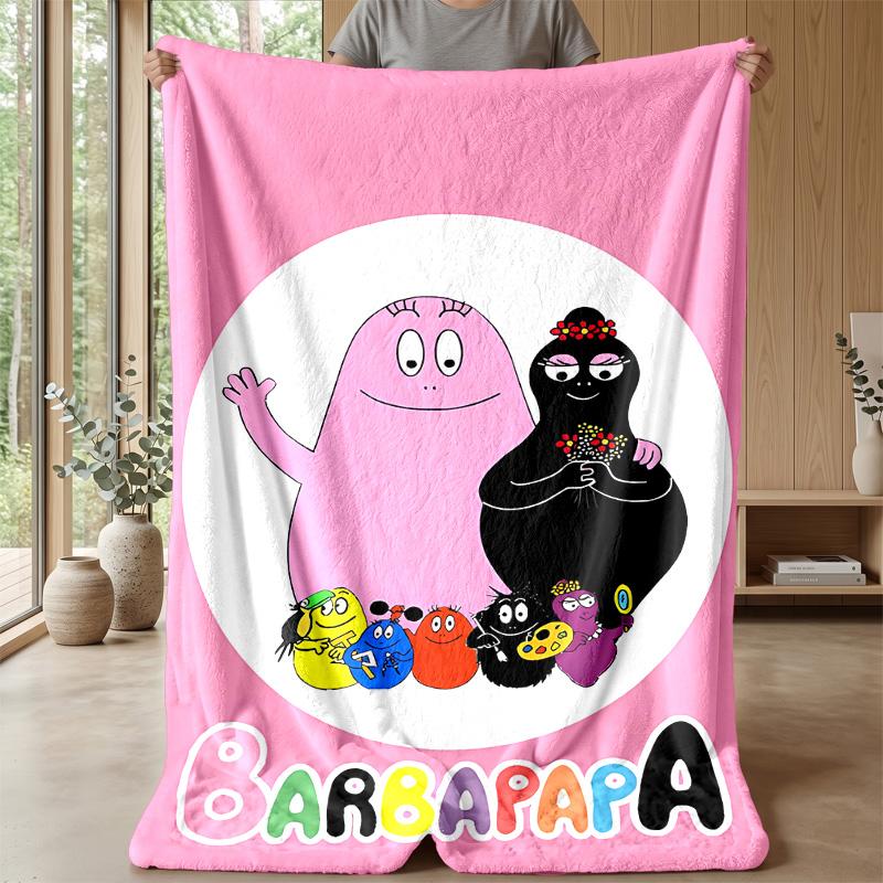 Barbapapa cartoonPrinted Flannel Blanket Cozy Skin-Friendly Warm Throw for Couch Bed Indoor Daily Use
