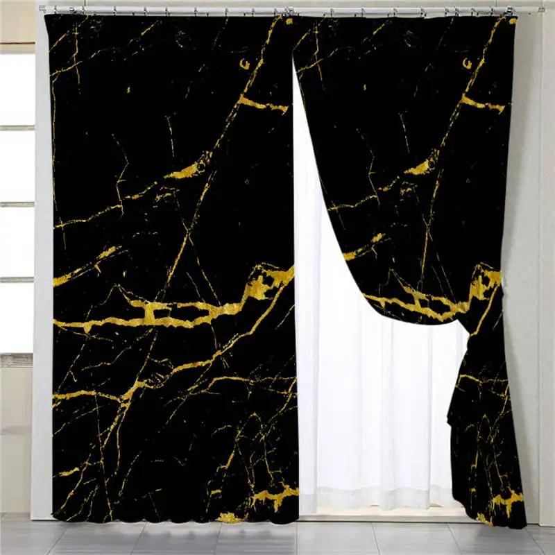 2 Panels Abstract Geometric Curtains Marble Texture Curtains for Bedroom Living Room Kitchen Window Floor-to-ceiling Windows