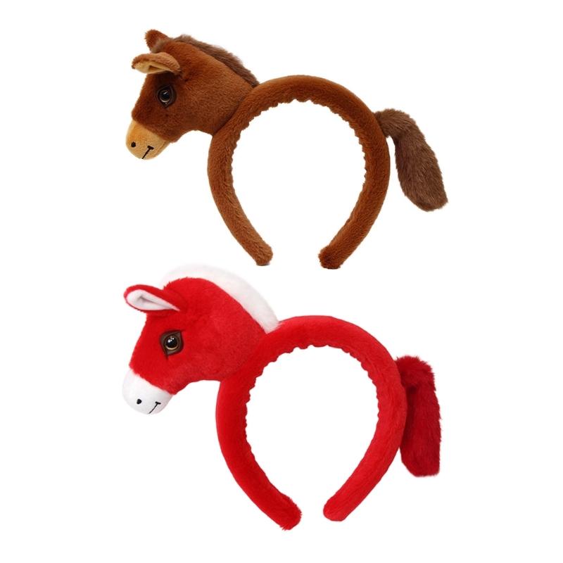 Plush Horse Doll Headbands With NonSlip Grip For Role Play And Halloween Activities