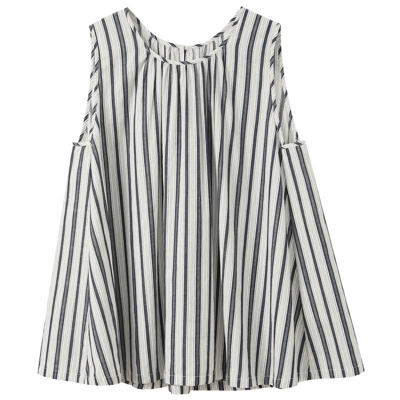 Sancai 2026 Summer Striped Cotton Sleeveless Pullover Top L