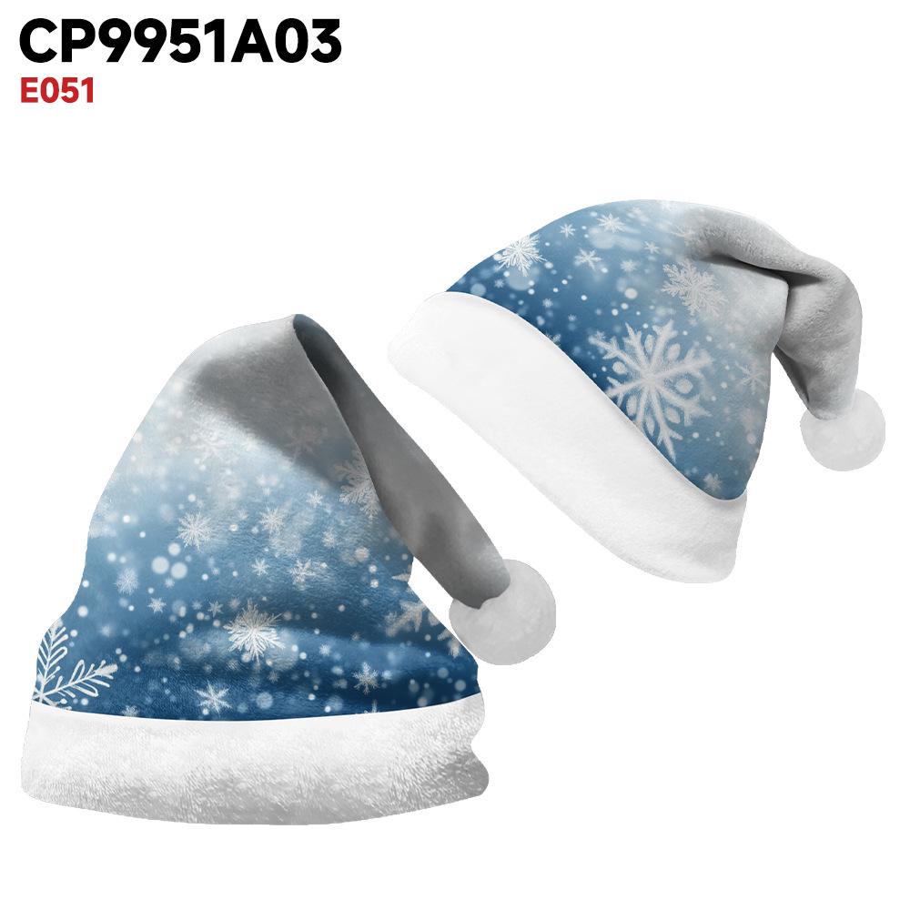 Czapka Świętego Mikołaja 2024: Dwustronny plusz z aksamitnym nadrukiem dla dorosłych i dzieci