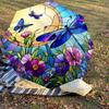 1PC Dragonfly Flowers Automatic Open/Close Umbrella with Windproof, 8-Rib Sturdy Canopy, Durable Ribs, Fashionable Design, Outdoor Accessory, Fun Prin