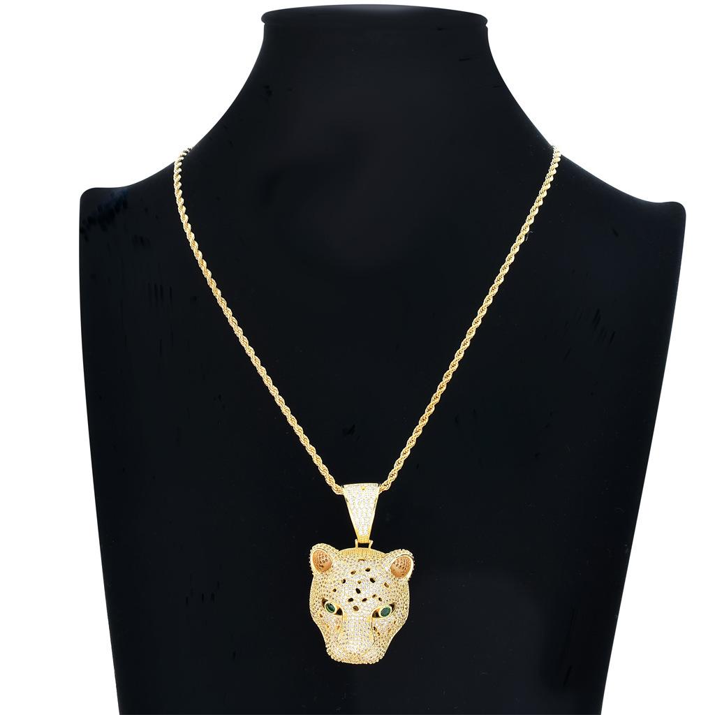 BES Bling Bling Micro-inlaid 5A Zircon Animal Pendant Leopard Head Pendant for Necklace Accessories Men Women
