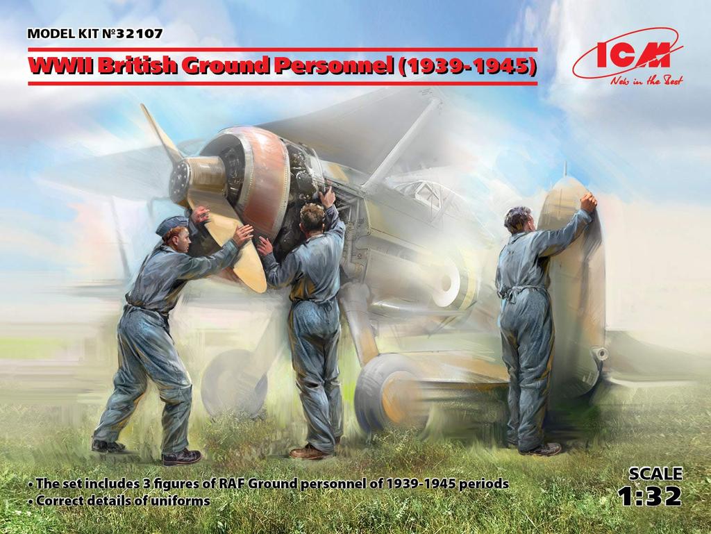 ICM WWII Royal Air Force Ground Crew Set Plastic Model 32107 1/32 1939-1945