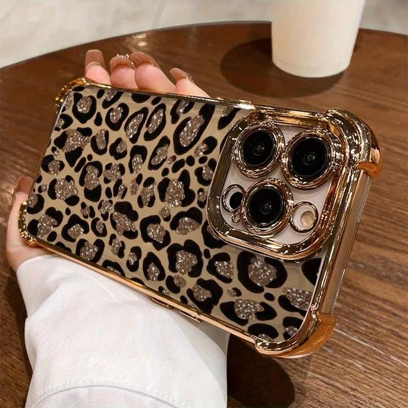 Luxury Personality Leopard Print Plating Phone Case For iPhone 17 16 15 14 13 12 11 Pro Max X XR XSMax 8 Mini Air Plus Anti-Fall