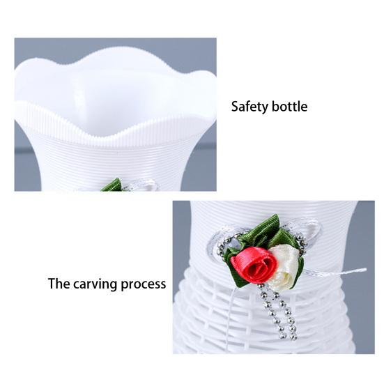 Woven Faux Rattan Vase for Flowers Plastic Weaving Texture Flower Vase Small Decorative Vase for Living Room Farmhouse Entryway Home Decor