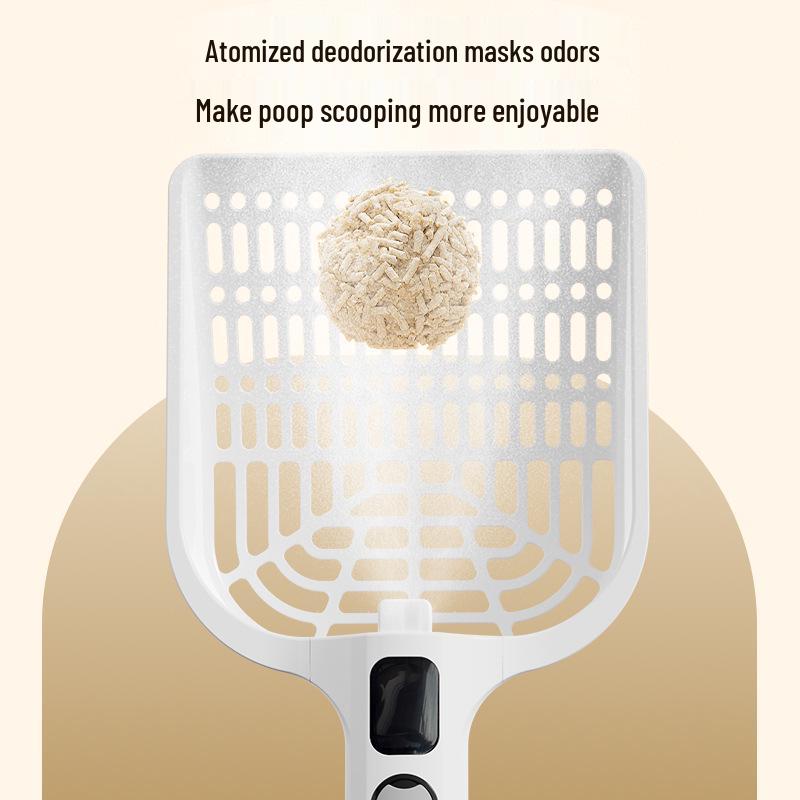 Smart Rechargeable Deodorizing Cat Litter Scoop with Thickened Mesh, Large Size, Dustproof Design