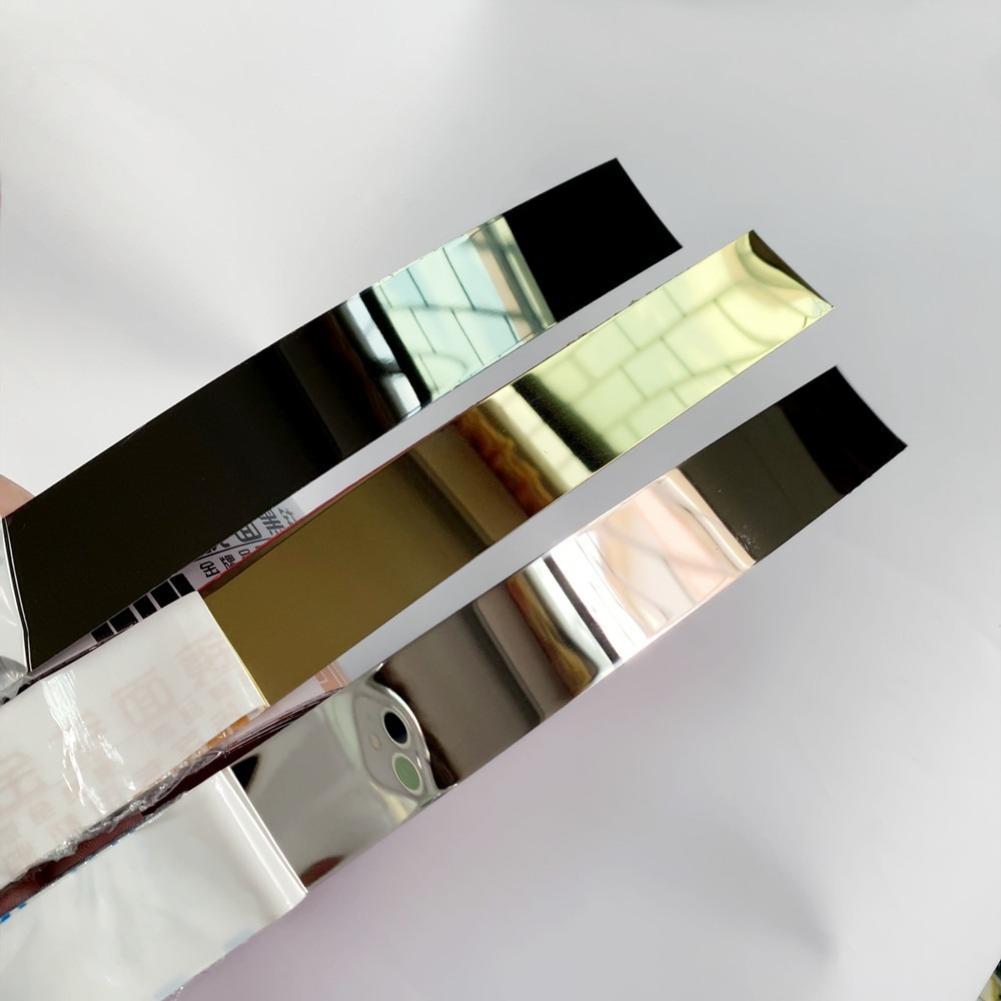 Neue 1 Rolle Gold Wandaufkleber Edelstahl Flache Dekorationslinien Titan Spiegel Wand Deckenkantenleiste Wohnzimmer Dekor