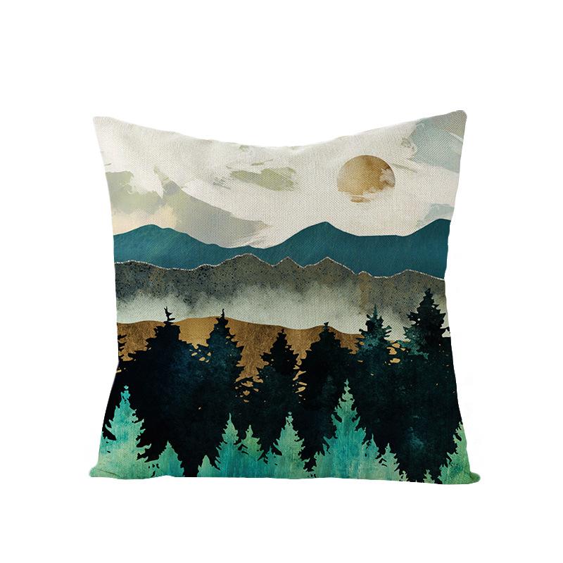 Home Decoration Supplies Landscape Painting Polyester Pillow Cover Home Geometric Abstract Sofa Cushion Cover