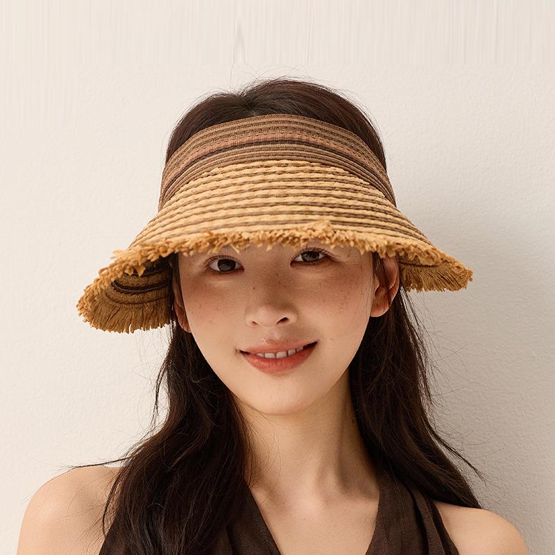 Summer Travel Sunshade Hat Foldable Straw Rough Brim Sunscreen Hat Anti-Ultraviolet Hat