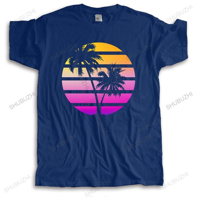 New Fashion Brand Tshirt Cotton Summer Short Sleeve Tee Purple Synthwave Style Sunset Retrowave Unisexy Color Tops Unisex Teeshirt