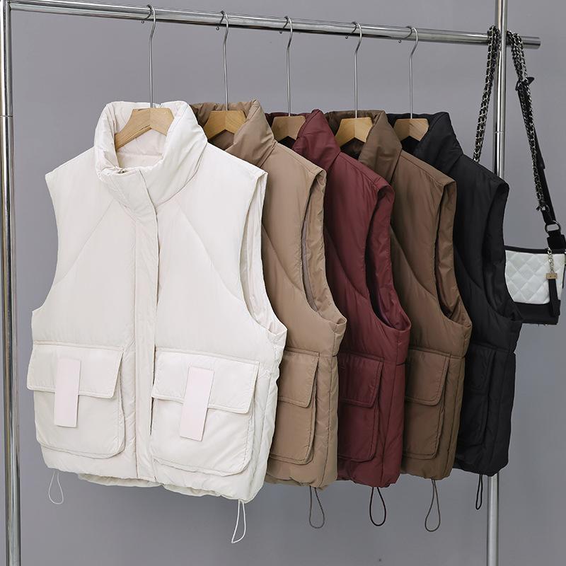 Cotton Waistcoat Women's Short Section Plus Size Autumn and Winter Loose Stand-up Collar Vest
