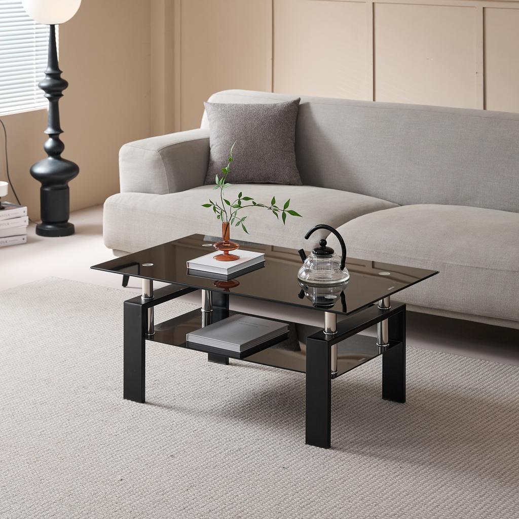 Black Tempered Glass Coffee Table