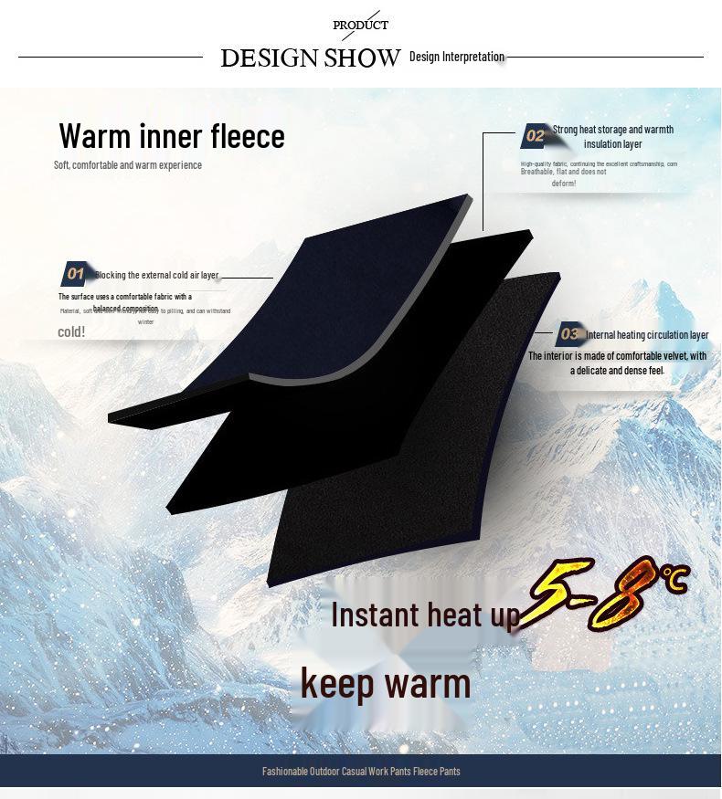 Pánské zimní voděodolné pracovní kalhoty s fleecovou podšívkou a mnoha kapsami