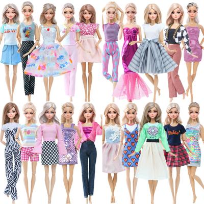 5 Gemischte Damenpuppenkleidung Hosen Mantel Blusen Hosen Partykleid für 30cm Puppe Kinder Geschenkset Spielzeug (KEINE PUPPEN)