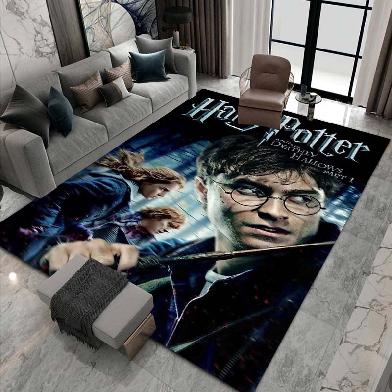 3D Printed Harry Potter Classic Fantasy Adventure Movie Theme Rug, Bedroom Living Room Play Mat