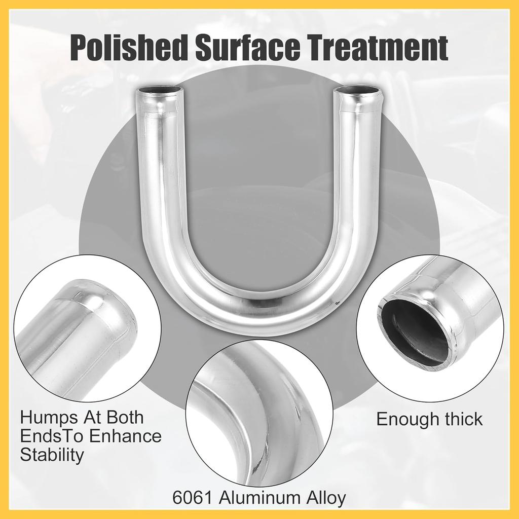 OD 1" 25mm Leg Length 4" 100mm Aluminum Alloy Tube Intercooler Pipe 180 Degree U Shape Bend Elbow Air Intake Tube Silver Tone for Car Auto