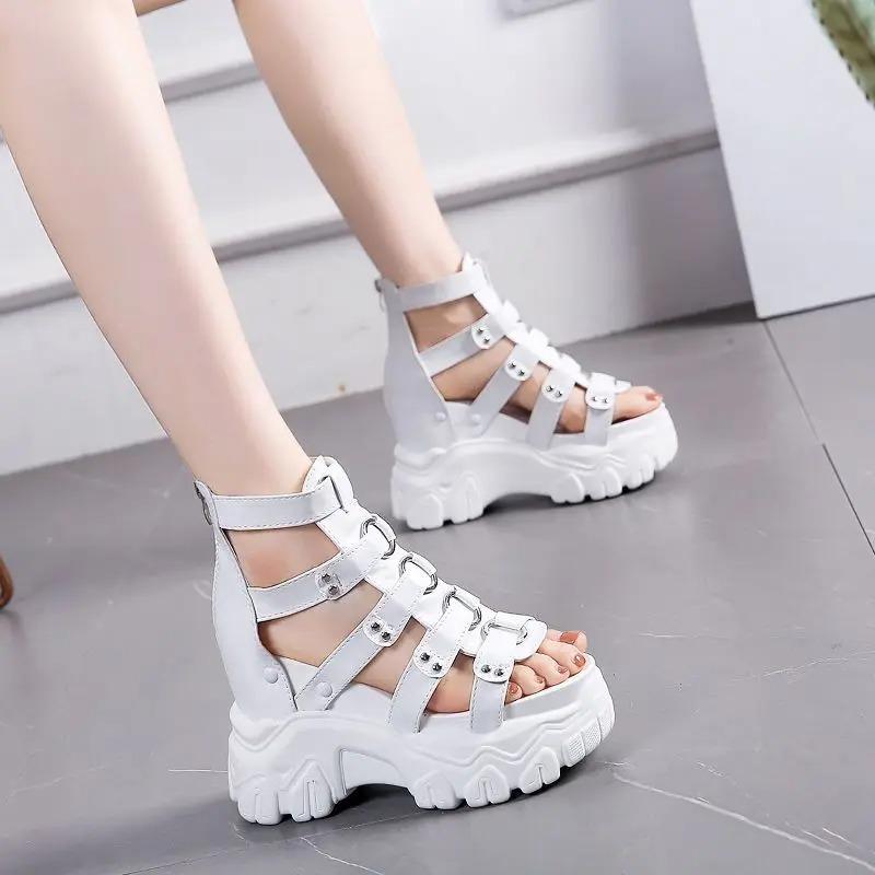 Fashion 2025 Summer Hollowed-out Breathable Thin Roman Sandals Women New All-match High-heeled Platform Sandals Wedge Platform Shoes