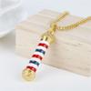 Creative Women Fashion Rotating Light Barber Shop Pole Chain Pendant Necklace Jewelry
