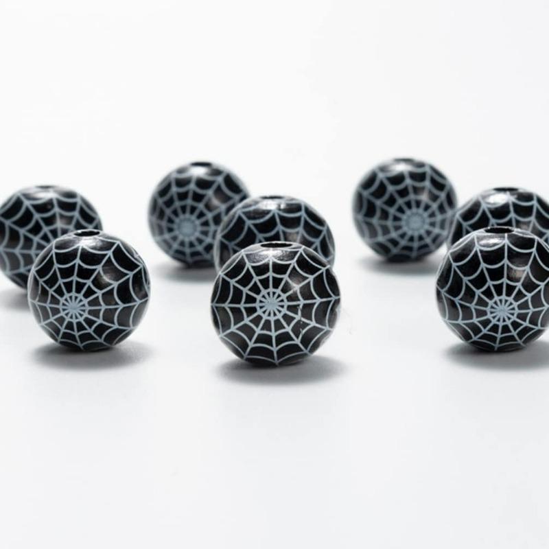Halloween DIY Printed Wood Beads Multicolor Funny Handmade Wooden Bead Bracelet Hand String Making Accessories Festival Props