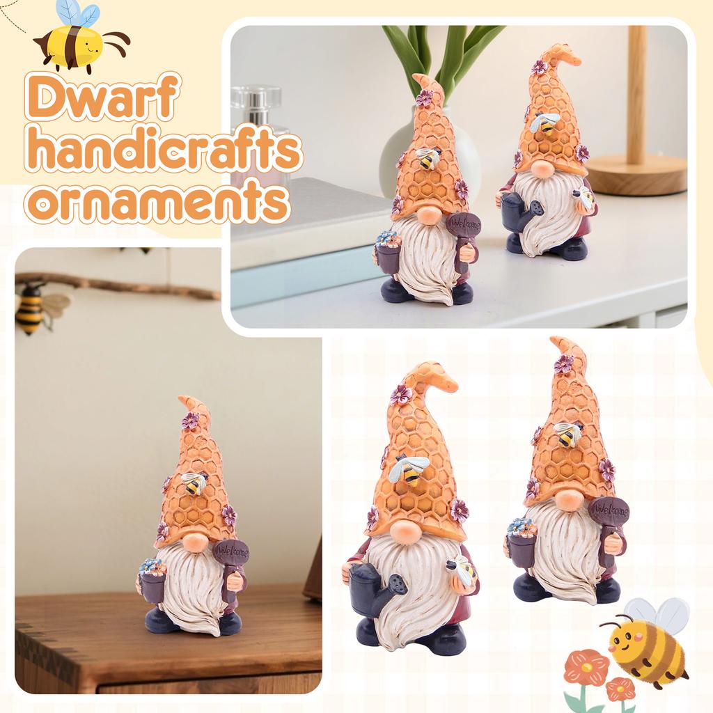 Bee Gnome Decorations Indoor Home Table Decor Cute Bee Gnome Figurines Gifts 7.5'' Resin Bee Gnome Figurine Holding Honey Jar Outdoor Decoration