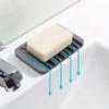 5pcs/set Free Punch Soap Box Silicone Draining Soap Holder Creative Kitchen Bathroom Countertop Non-slip Shelf