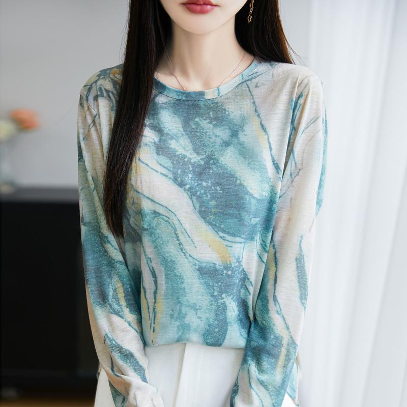 Вязаный свитер с круглым вырезом для женщин, сезон жары, новая мода, универсальная базовая рубашка, топ M