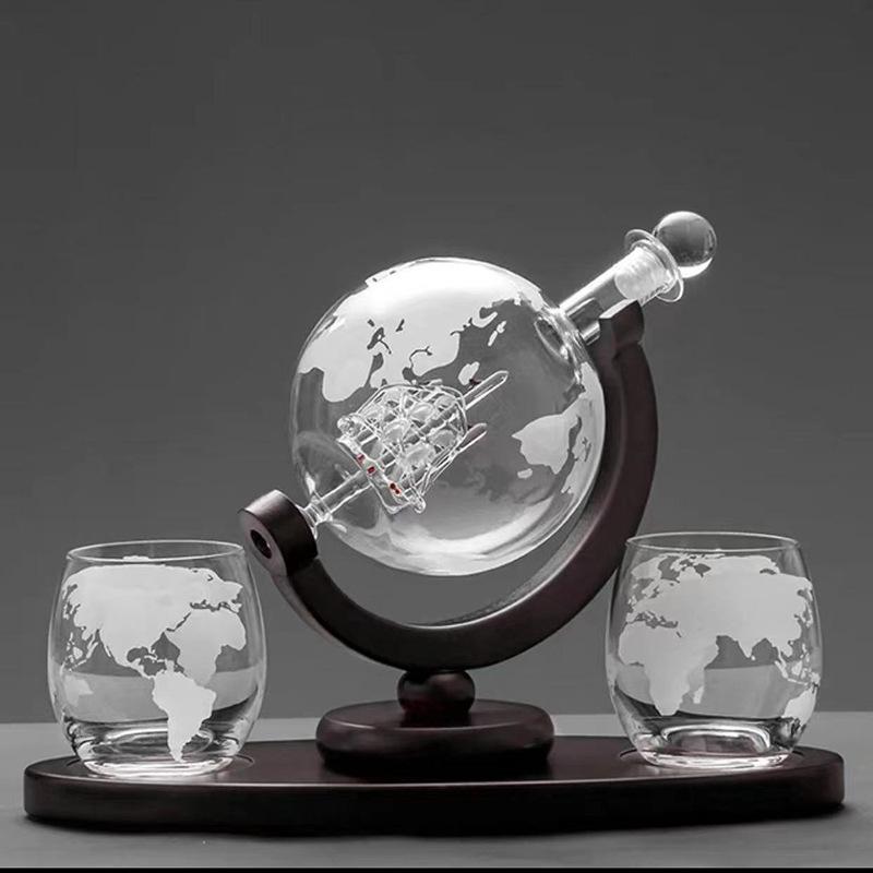 Earth Decanter Set: High Borosilicate Glass Infusion Bottle & Craft Ornament