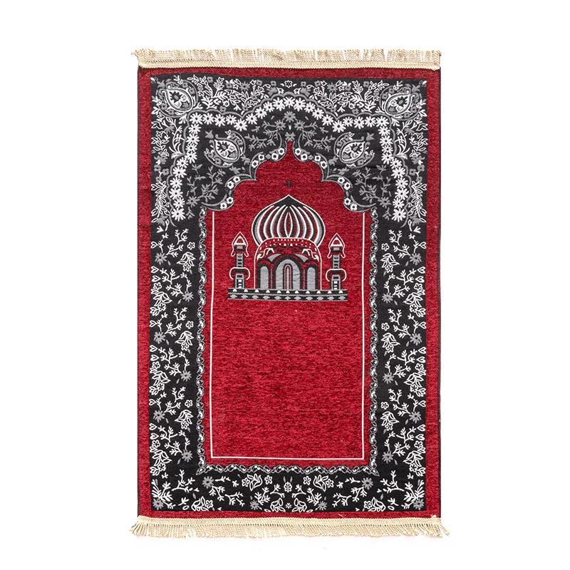 Women Men Muslim Prayer Rug Worship Kneel Printed Floor Mat Protable Travel Prayer Rugs Ramadan Gift Soft Islamic Prayer Rug